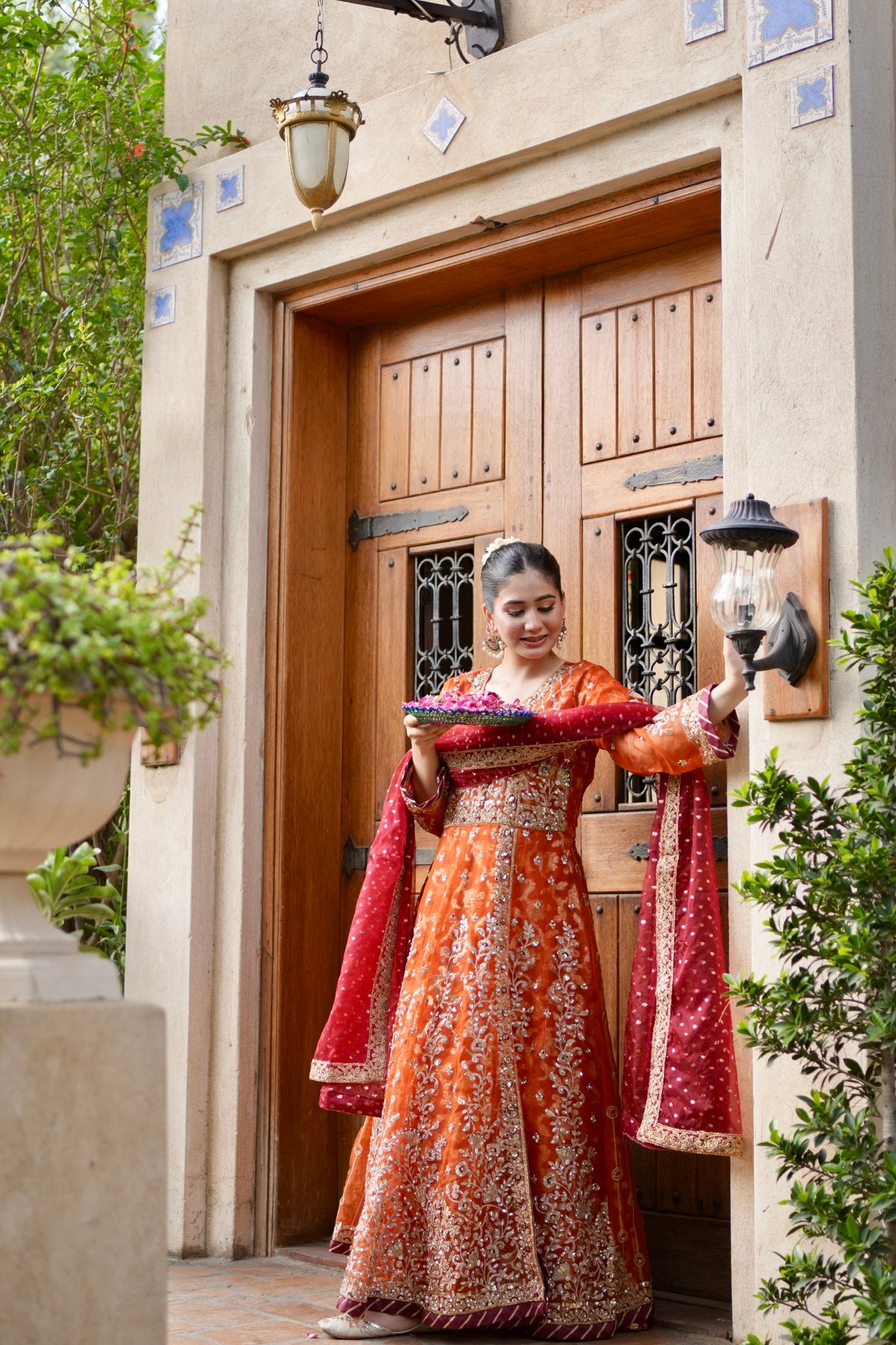 Noor-e-Sahar - Rust Flared Angarkha Maxi