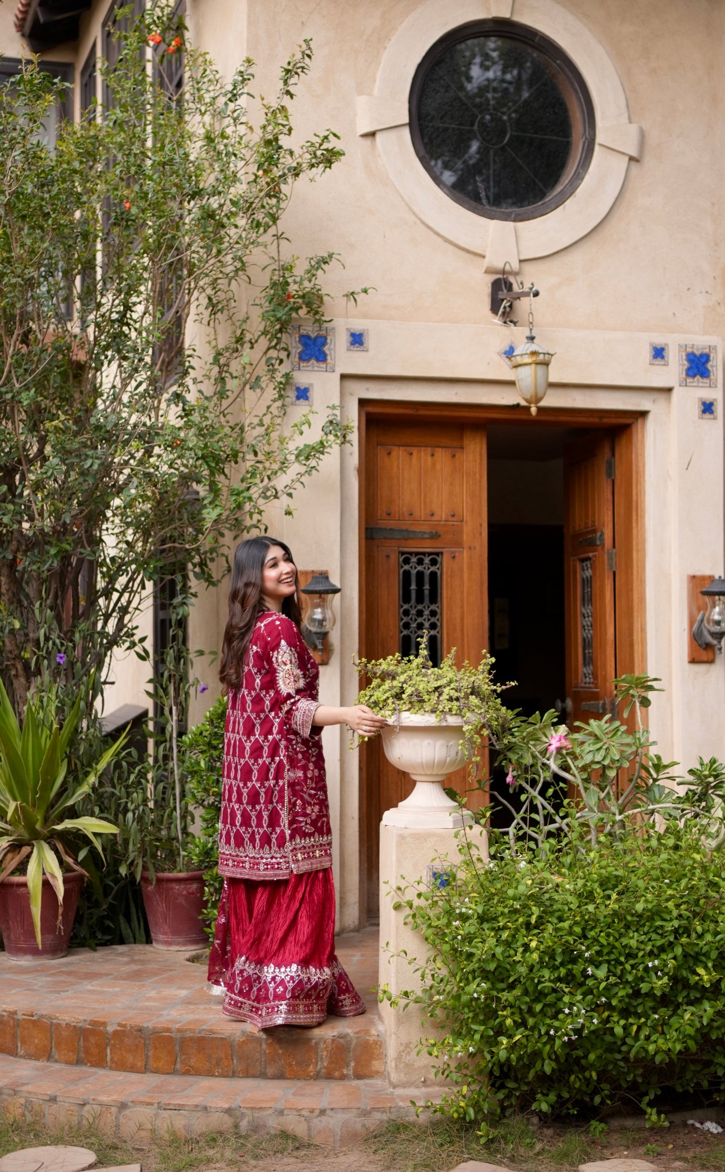 Beyza Deep Maroon Angrakha