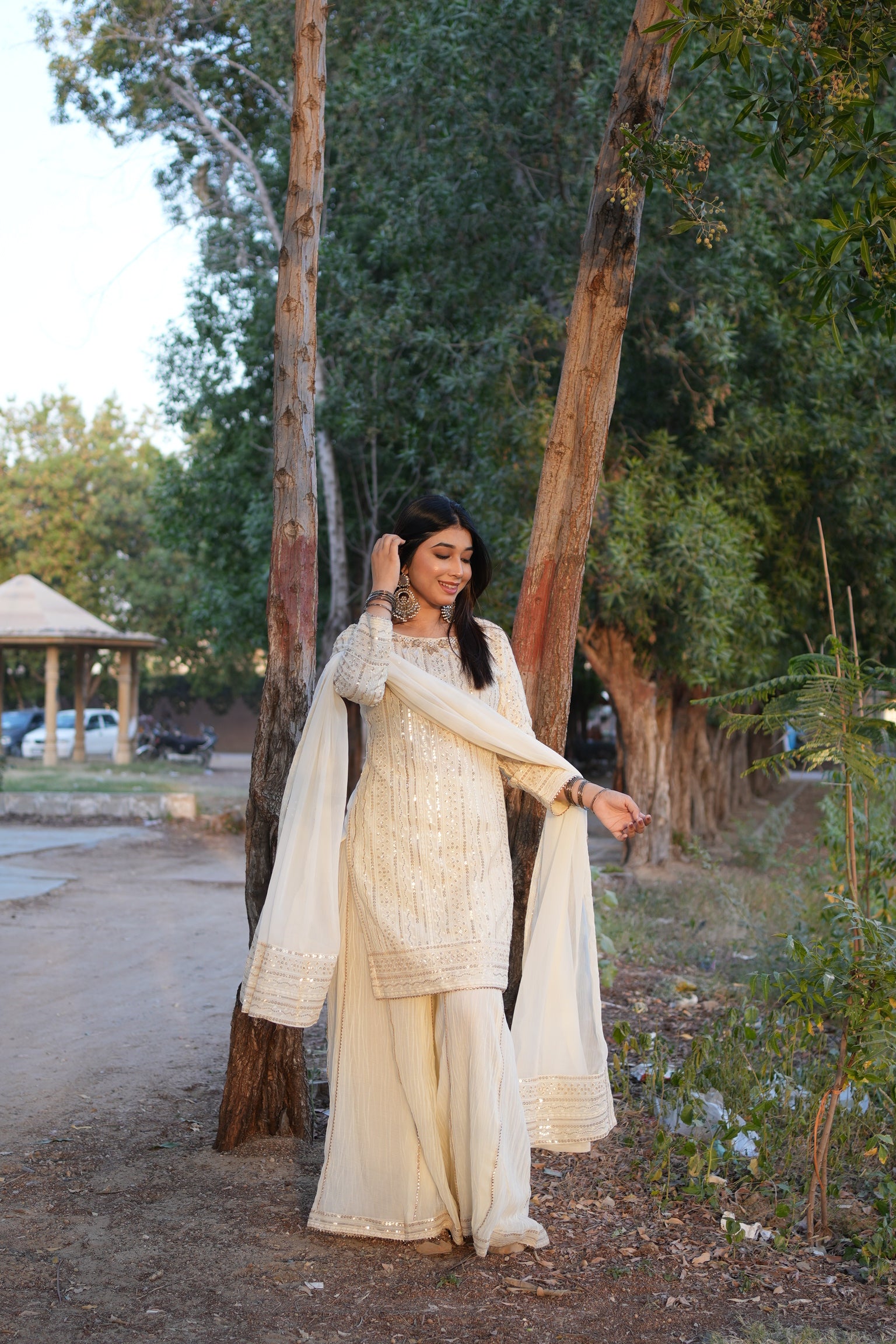 Serene - Pearl White Crush Palazo