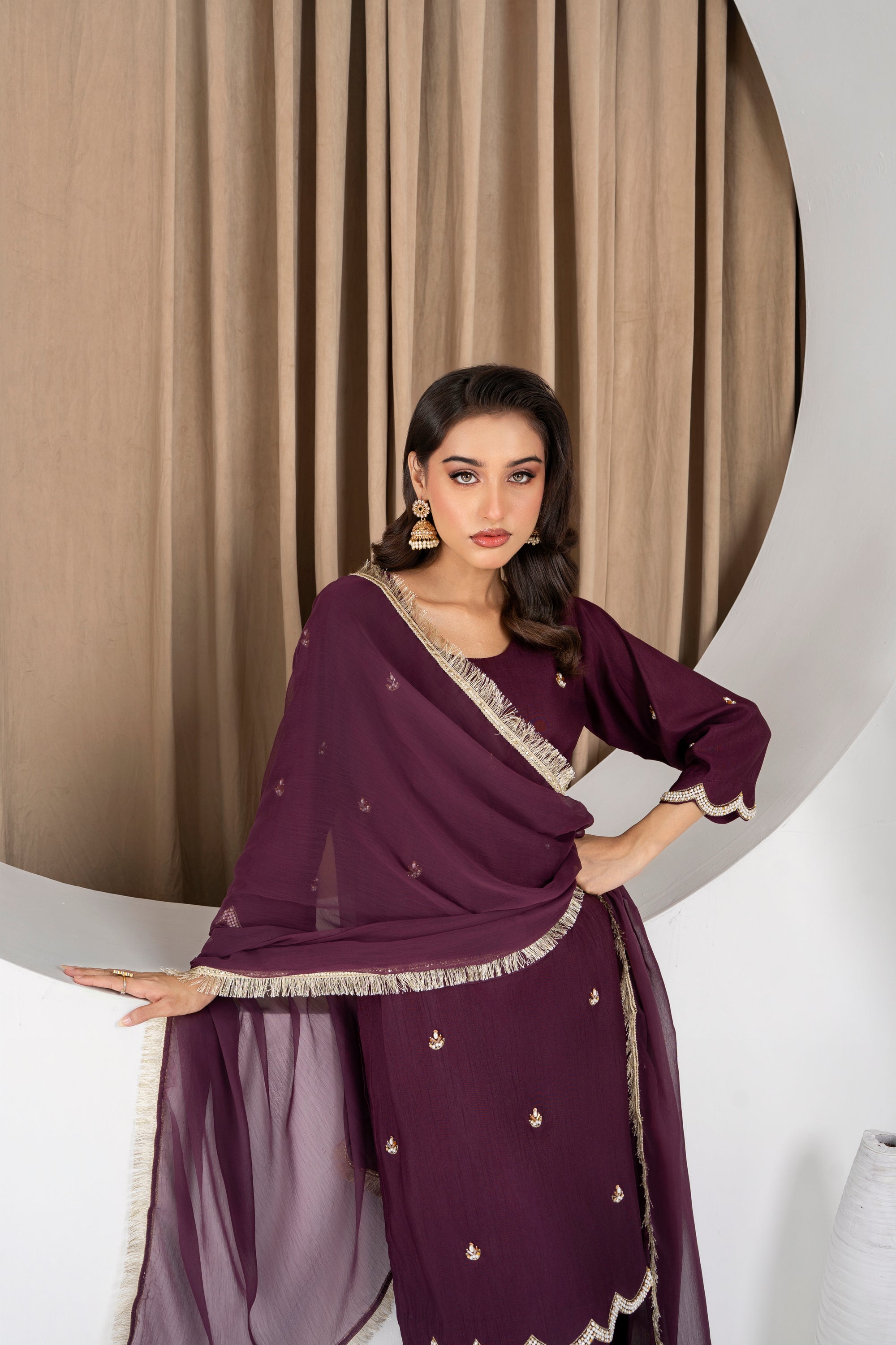 Lina Deep Purple Farshi Shalwar