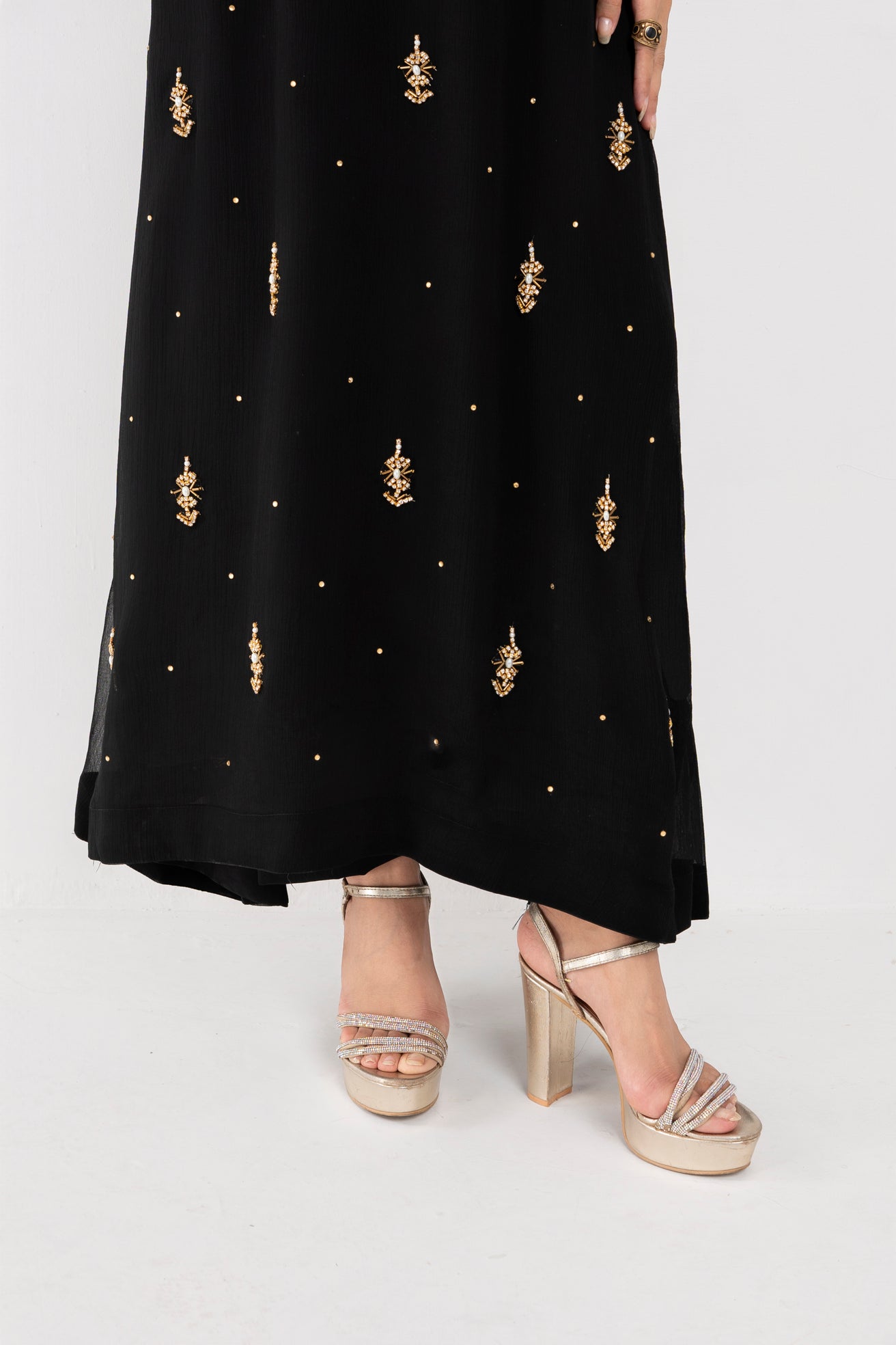 Jasmine Black Chiffon Flare Frock