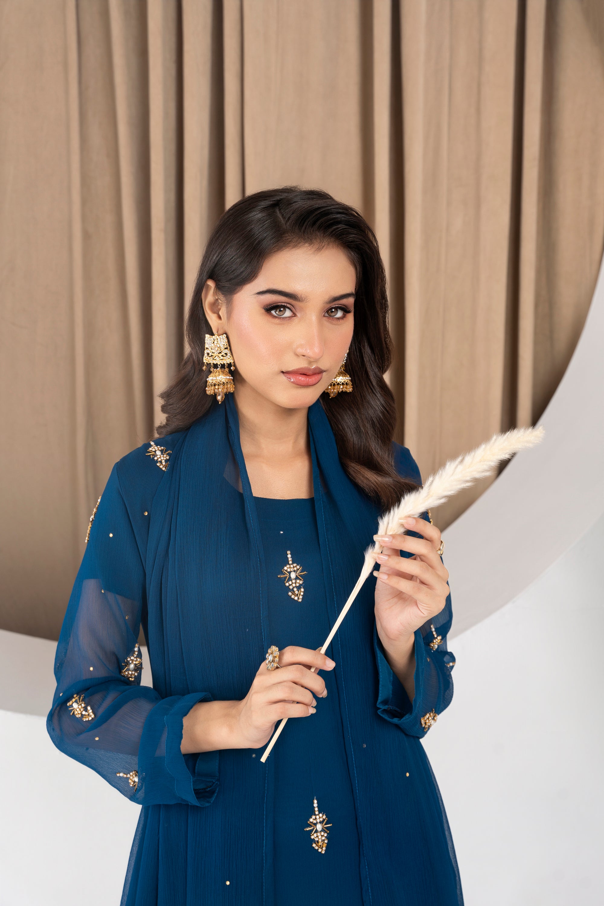 Jasmine Midnight Teal Chiffon Flare Frock