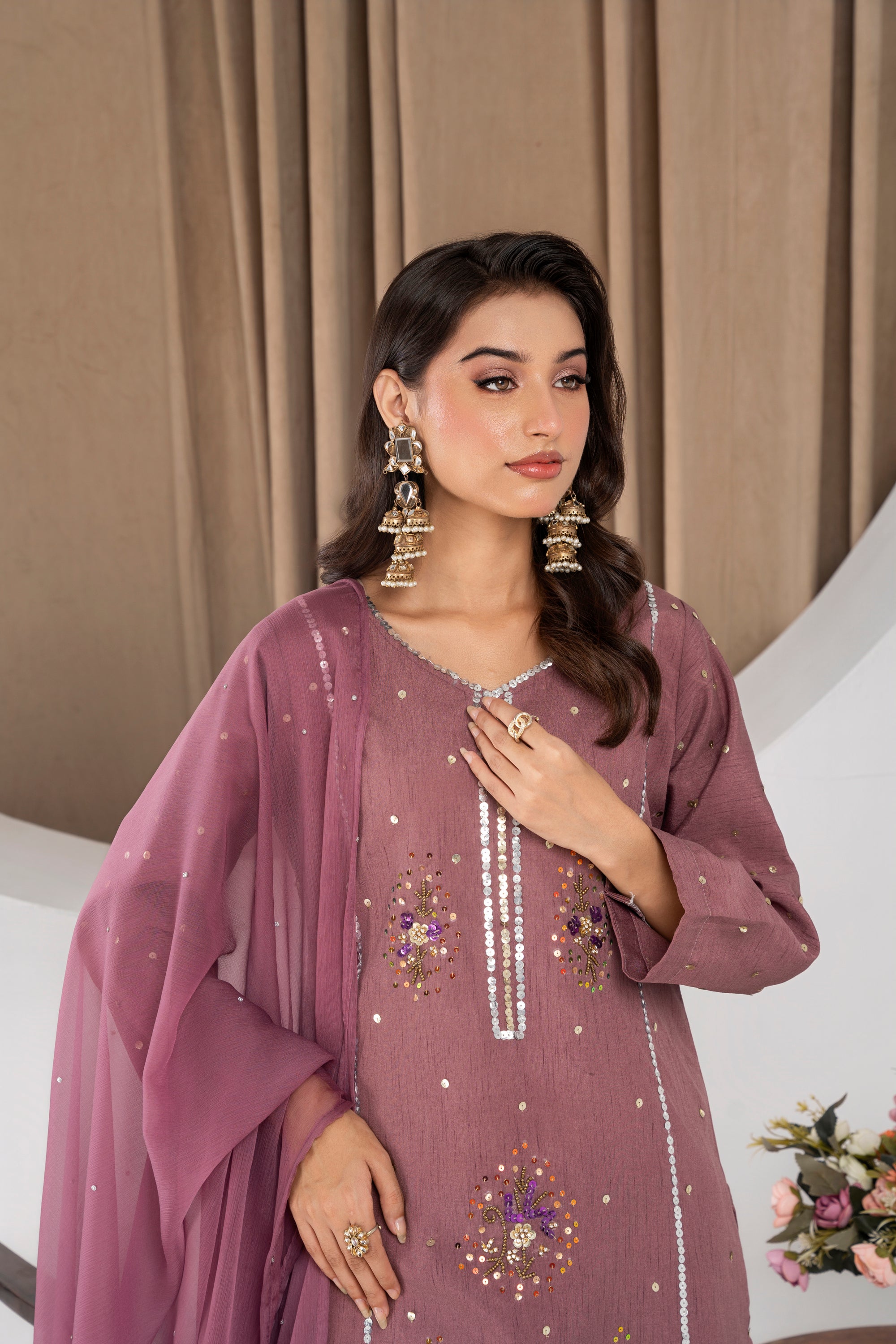 Aaliyah Dusky Muave Farshi Shalwar