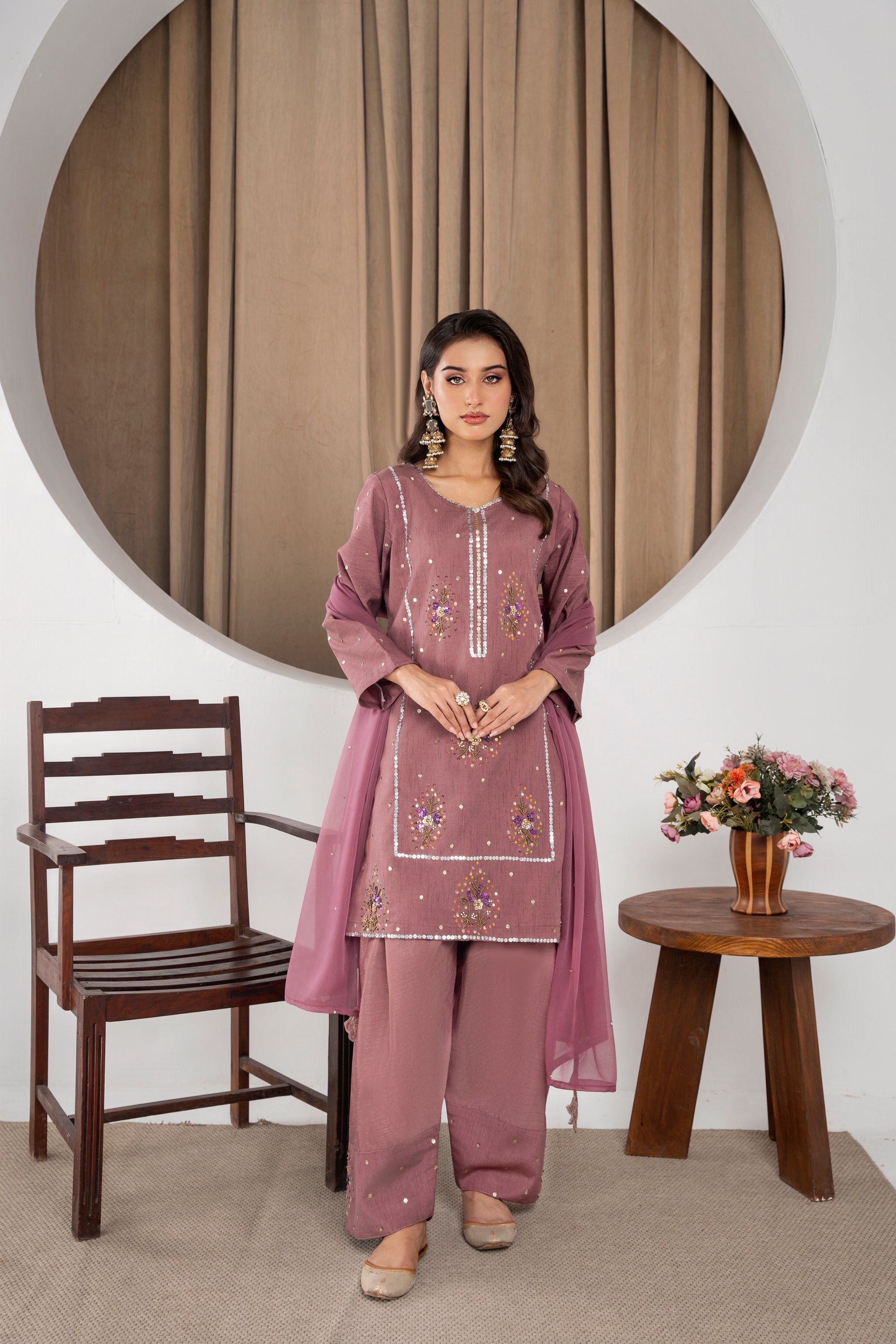 Aaliyah Dusky Muave Farshi Shalwar