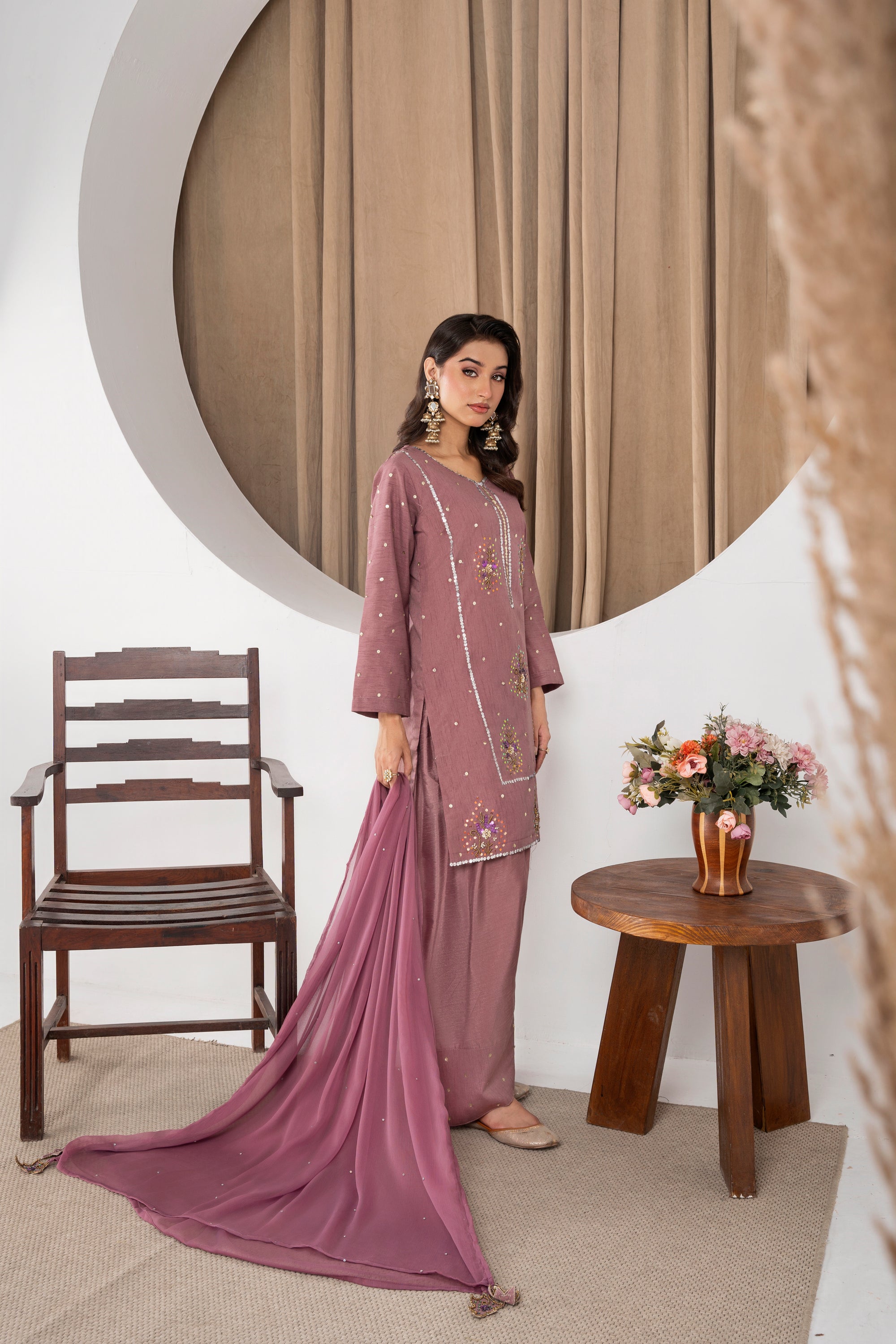 Aaliyah Dusky Muave Farshi Shalwar