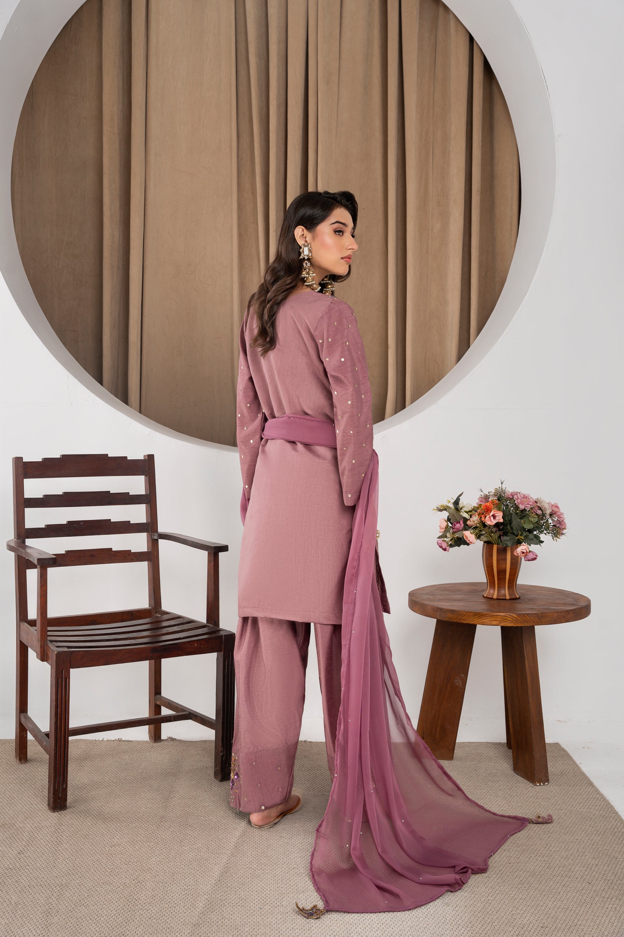 Aaliyah Dusky Muave Farshi Shalwar