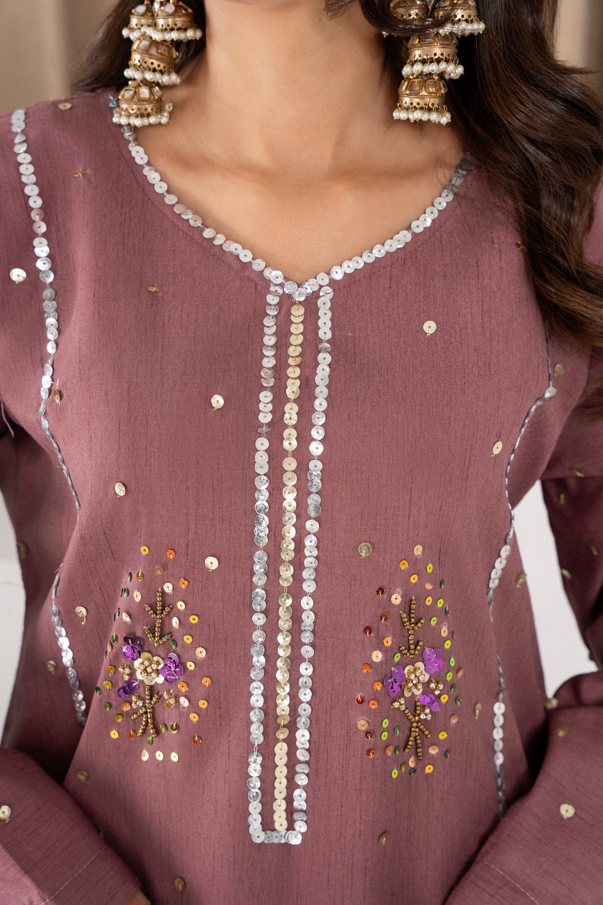 Aaliyah Dusky Muave Farshi Shalwar