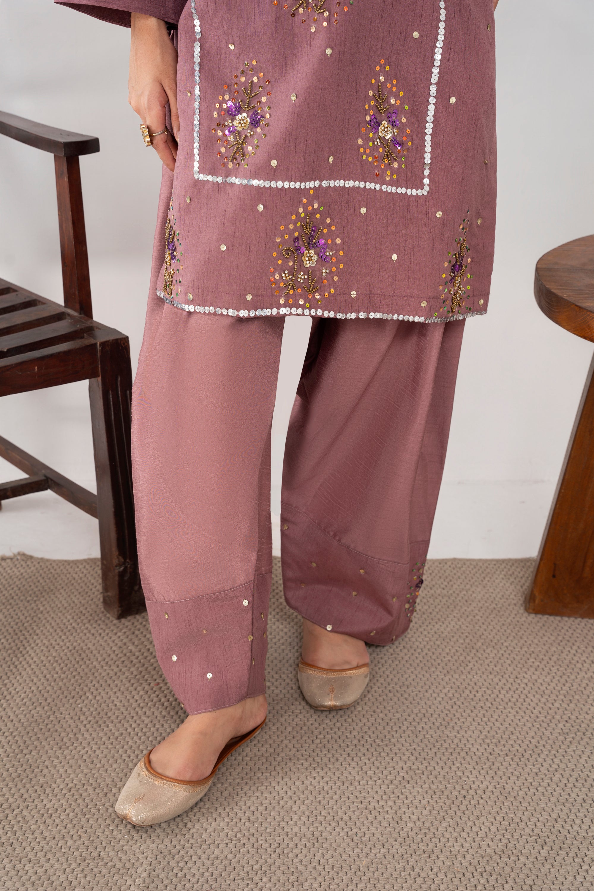 Aaliyah Dusky Muave Farshi Shalwar