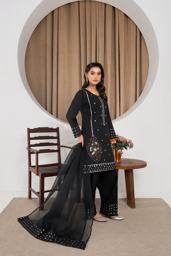 Eshal pure black farshi shalwar