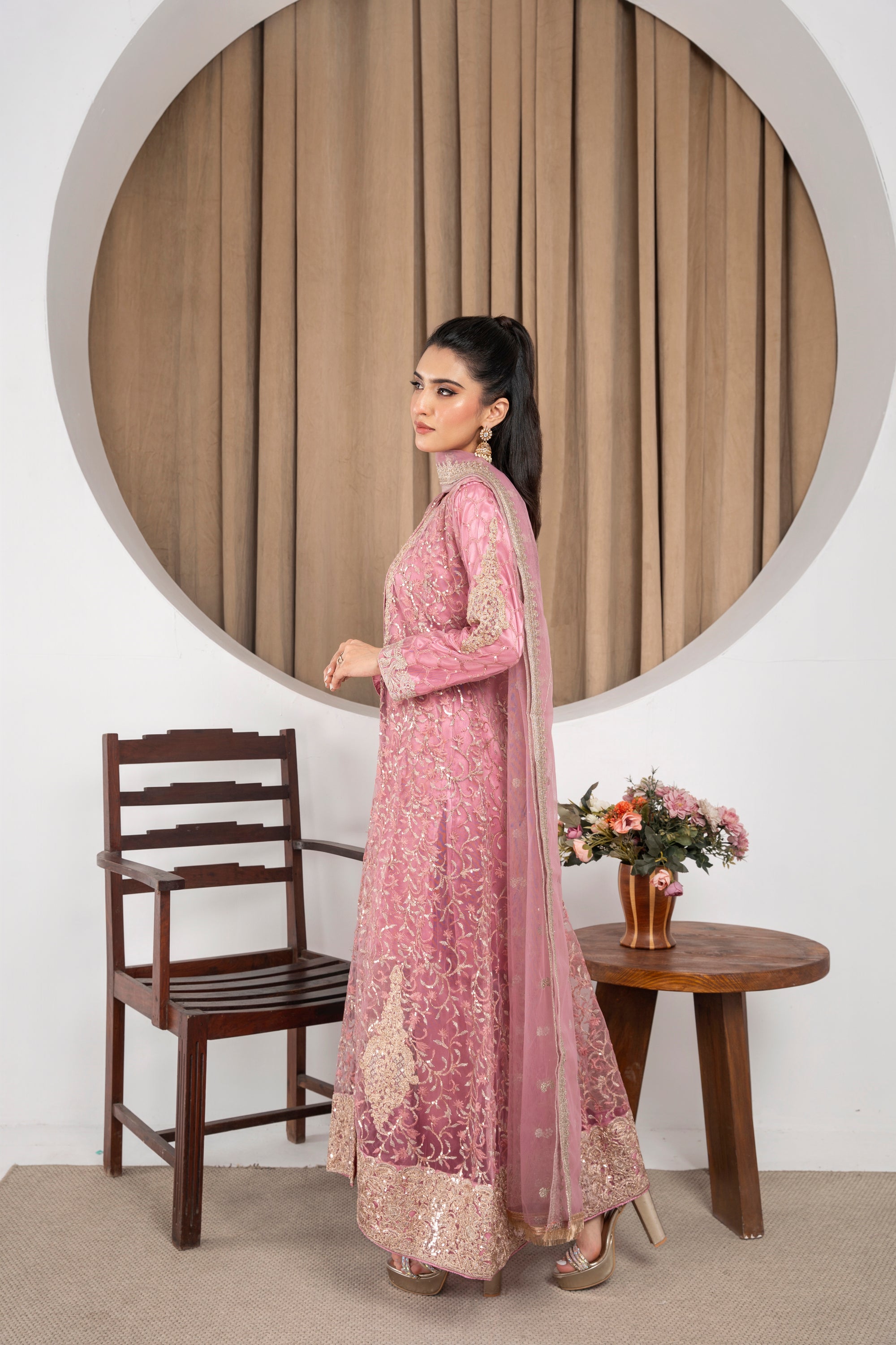 Harika Pastel Pink Pearl Coat