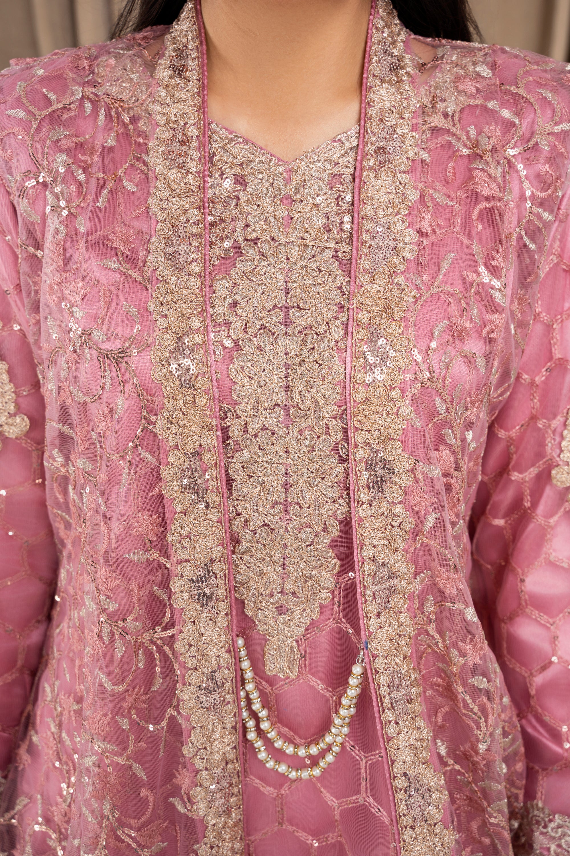 Harika Pastel Pink Pearl Coat