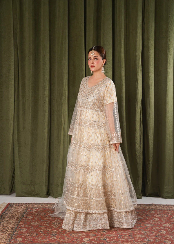 Ayleen half white double frill maxi